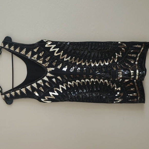 Verty black and gold sequin cocktail dress - Picture 6 of 9